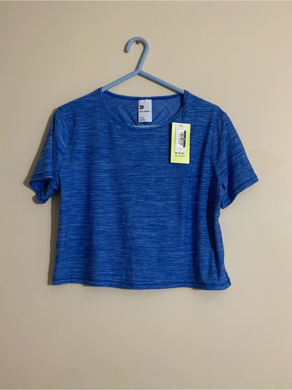 All in Motion Blue Heather Crop Tee -Girls- Short Sleeve Active Top XL (14)